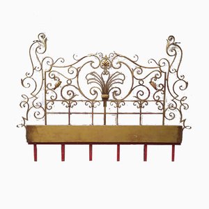 Mid-Century Gold Wrought Iron Headboard, 1950s-EAD-805709