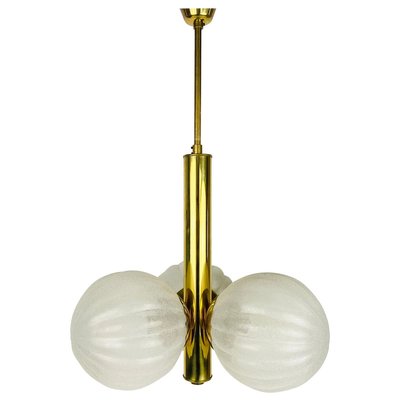 Mid-Century Golden 3-Arm Space Age Chandelier from Kaiser, 1960s, Germany-PUK-913188