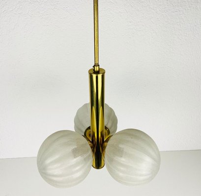 Mid-Century Golden 3-Arm Space Age Chandelier from Kaiser, 1960s, Germany-PUK-913188