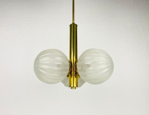 Mid-Century Golden 3-Arm Space Age Chandelier from Kaiser, 1960s, Germany-PUK-913188