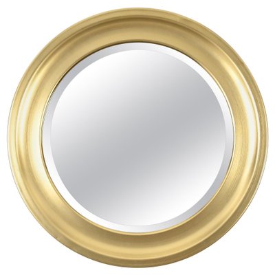 Mid-Century Golden Aluminum Round Mirror attributed to Sergio Mazza for Artemide, Italy, 1960s-JDR-1734567