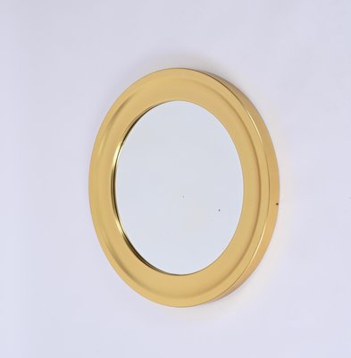 Mid-Century Golden Aluminum Round Mirror attributed to Sergio Mazza for Artemide, Italy, 1960s-JDR-1734567