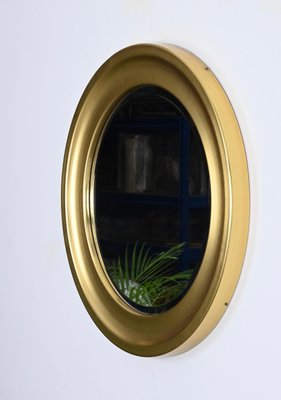 Mid-Century Golden Aluminum Round Mirror attributed to Sergio Mazza for Artemide, Italy, 1960s-JDR-1734567