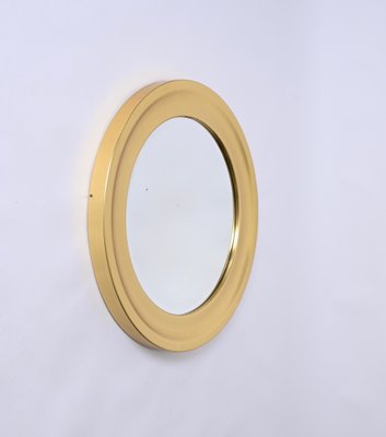 Mid-Century Golden Aluminum Round Mirror attributed to Sergio Mazza for Artemide, Italy, 1960s-JDR-1734567