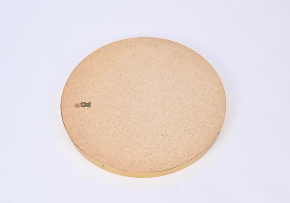 Mid-Century Golden Aluminum Round Mirror attributed to Sergio Mazza for Artemide, Italy, 1960s-JDR-1734567