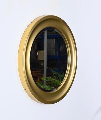 Mid-Century Golden Aluminum Round Mirror attributed to Sergio Mazza for Artemide, Italy, 1960s-JDR-1734567