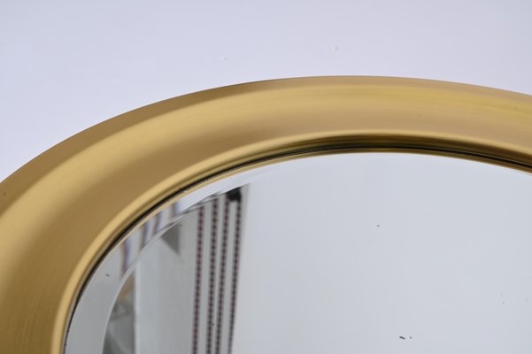 Mid-Century Golden Aluminum Round Mirror attributed to Sergio Mazza for Artemide, Italy, 1960s-JDR-1734567