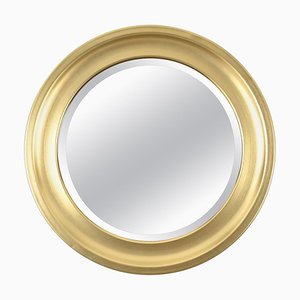 Mid-Century Golden Aluminum Round Mirror attributed to Sergio Mazza for Artemide, Italy, 1960s-JDR-1734567