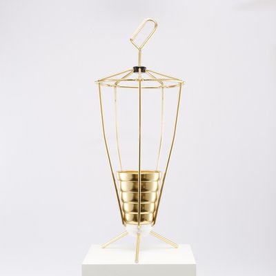 Mid-Century Golden Conical Tripod Umbrella Stand, 1950s-QBR-1058033