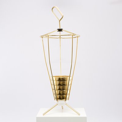 Mid-Century Golden Conical Tripod Umbrella Stand, 1950s-QBR-1058033