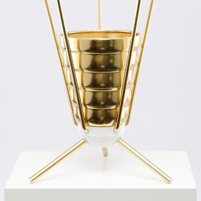 Mid-Century Golden Conical Tripod Umbrella Stand, 1950s-QBR-1058033