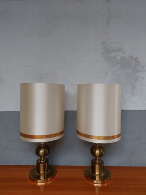 Mid-Century Golden Table Lamps, 1970s, Set of 2-AIF-1795940