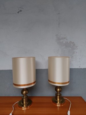 Mid-Century Golden Table Lamps, 1970s, Set of 2-AIF-1795940