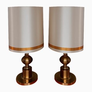 Mid-Century Golden Table Lamps, 1970s, Set of 2-AIF-1795940