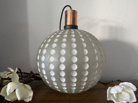 Mid-Century Golf Ball-Shaped Glass Pendant Lamp, 1960s-PYR-1353219