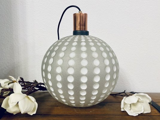 Mid-Century Golf Ball-Shaped Glass Pendant Lamp, 1960s-PYR-1353219