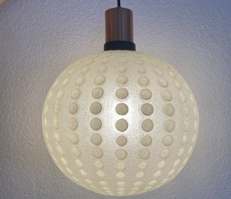 Mid-Century Golf Ball-Shaped Glass Pendant Lamp, 1960s-PYR-1353219