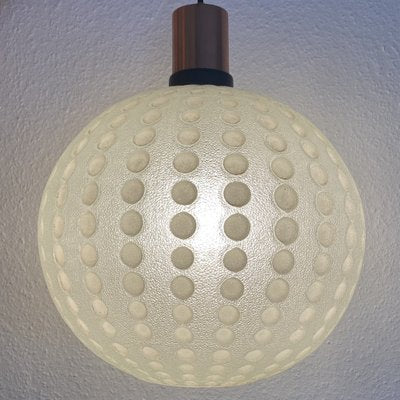 Mid-Century Golf Ball-Shaped Glass Pendant Lamp, 1960s-PYR-1353219