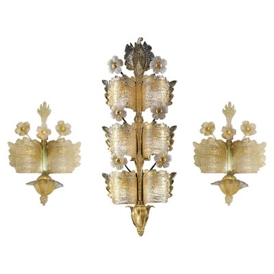 Mid-Century Grand Hotel Sconces from Barovier & Toso, 1960s, Set of 3-OVO-1235342