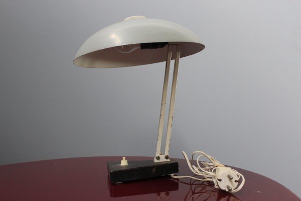 Mid-Century Gray and White Table Lamp, 1950s-HZ-584036