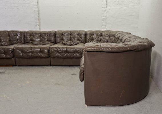 Mid-Century Gray Brown Leather Modular Model DS11 Sofa from de Sede, 1960s, Set of 6-IXC-557529