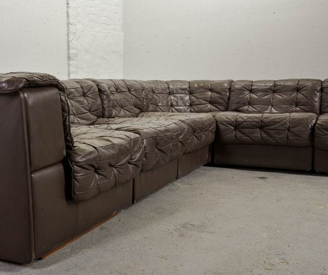 Mid-Century Gray Brown Leather Modular Model DS11 Sofa from de Sede, 1960s, Set of 6-IXC-557529