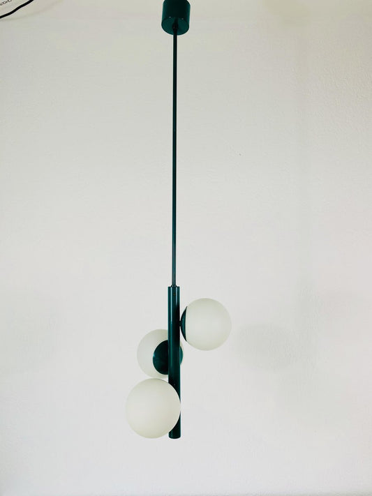 Mid-Century Green 3-Arm Chandelier from Kaiser Leuchten, Germany, 1960s