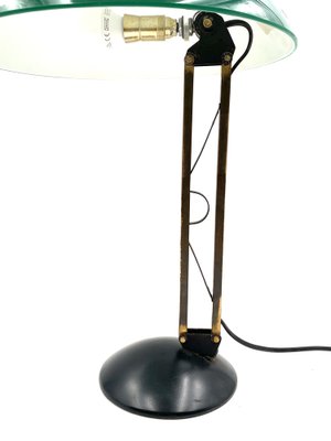 Mid-Century Green and Brass Table Lamp, Italy, 1960s-TXN-1807194