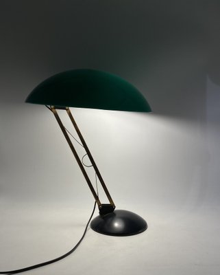 Mid-Century Green and Brass Table Lamp, Italy, 1960s-TXN-1807194