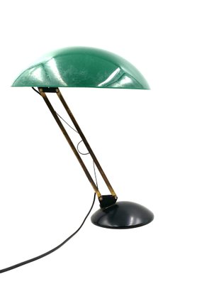 Mid-Century Green and Brass Table Lamp, Italy, 1960s-TXN-1807194