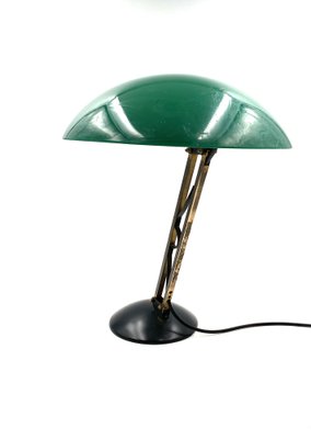 Mid-Century Green and Brass Table Lamp, Italy, 1960s-TXN-1807194