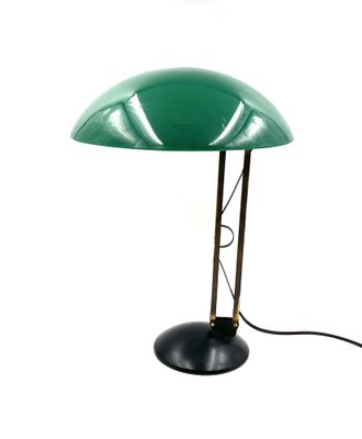 Mid-Century Green and Brass Table Lamp, Italy, 1960s-TXN-1807194