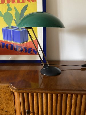 Mid-Century Green and Brass Table Lamp, Italy, 1960s-TXN-1807194