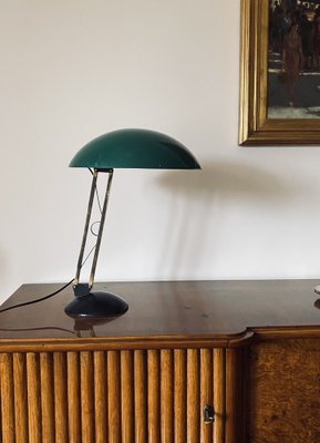 Mid-Century Green and Brass Table Lamp, Italy, 1960s-TXN-1807194