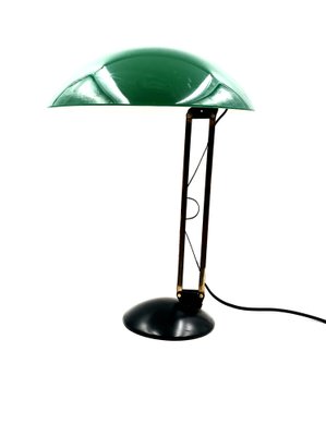 Mid-Century Green and Brass Table Lamp, Italy, 1960s-TXN-1807194