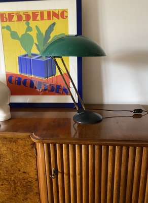 Mid-Century Green and Brass Table Lamp, Italy, 1960s-TXN-1807194