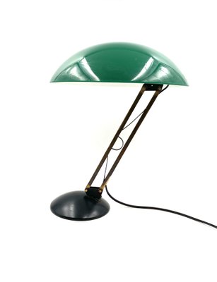 Mid-Century Green and Brass Table Lamp, Italy, 1960s-TXN-1807194