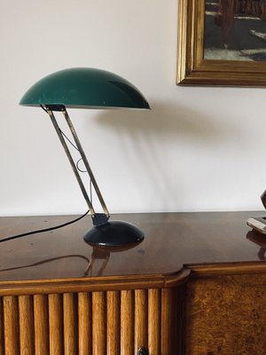 Mid-Century Green and Brass Table Lamp, Italy, 1960s-TXN-1807194