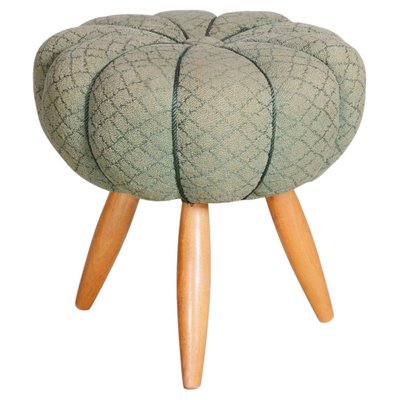 Mid-Century Green Beech Stool, 1950s-WHY-1042469