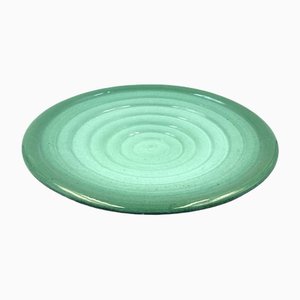 Mid-Century Green Ceramic Plate Centerpiece by Giuseppe Mazzotti for Albisola, Italy, 1960s-TXN-1386076