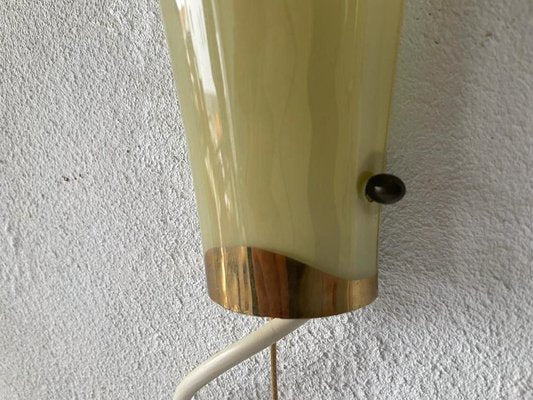 Mid-Century Green Curved Glass Sconces, Germany, 1950s, Set of 2-RDS-1425599