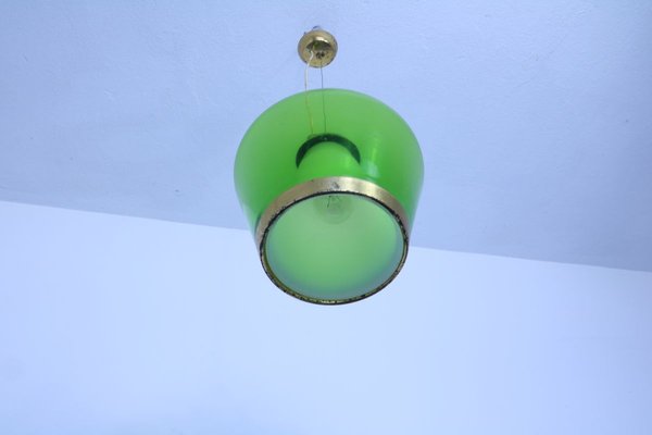 Mid-Century Green Glass Ceiling Lamp-SXX-853349