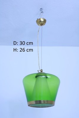 Mid-Century Green Glass Ceiling Lamp-SXX-853349