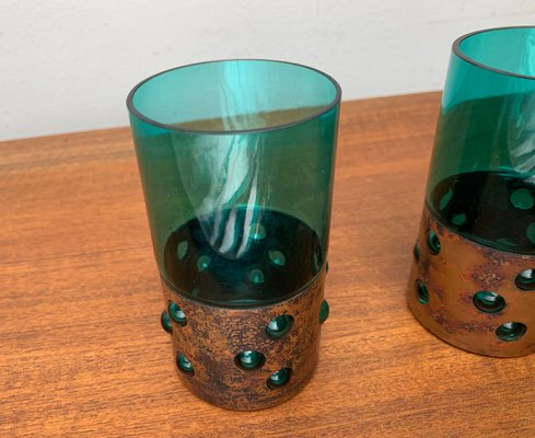 Mid-Century Green Glass & Copper Drinking Glasses by Nanny Still, 1960s, Set of 5-UAH-1436284