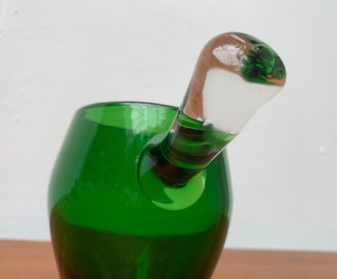 Mid-Century Green Glass Sarvituoppi Bowl with Handle by Sirkku Kumela-Lehtonen for Kumela, Finland, 1960s-UAH-1279765