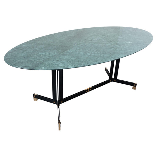 Mid-Century Green Marble Oval Dining Table by Ignazio Gardella, 1950