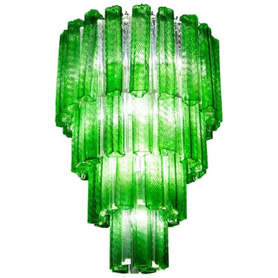 Mid-Century Green Murano Glass Tronchi 4-Tier Chandelier, 1960-MBH-1031824