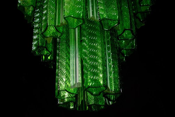 Mid-Century Green Murano Glass Tronchi 4-Tier Chandelier, 1960-MBH-1031824