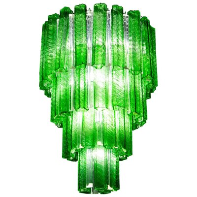 Mid-Century Green Murano Glass Tronchi Four-Tier Chandelier, 1960-MBH-1032526