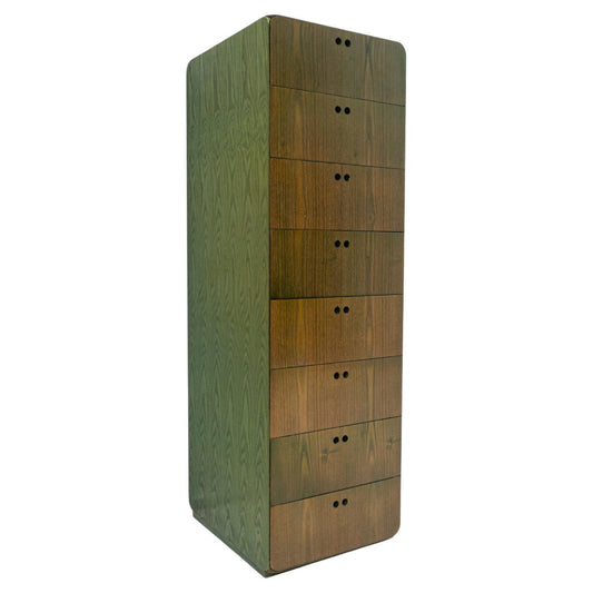 Mid-Century Green Wooden High Chest of Drawers by Derk Jan De Vries, The Netherlands